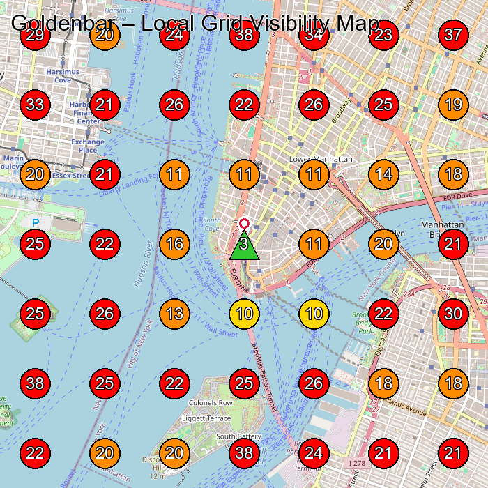 Goldenbar GeoGrid visibility map for Clothing Store in Front of Under Armour